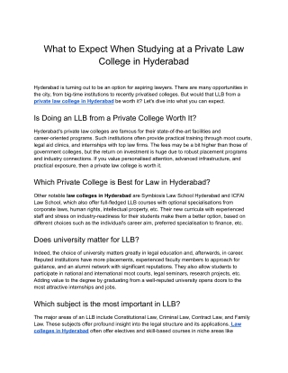 SLS Hyd- What to Expect When Studying at a Private Law College in Hyderabad