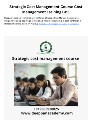 Strategic cost management course  in coimbatore