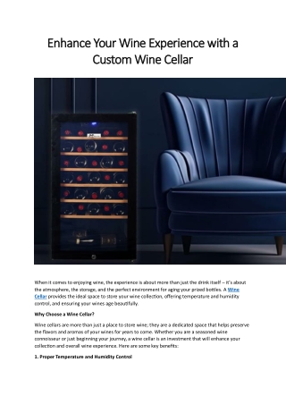 Enhance Your Wine Experience with a Custom Wine Cellar