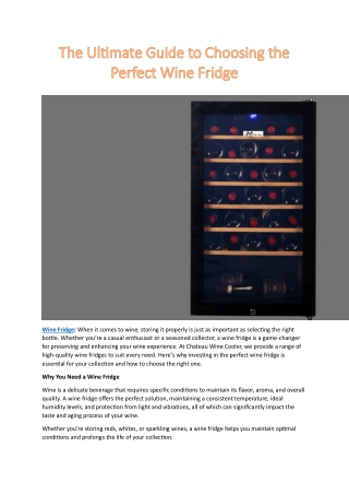 The Ultimate Guide to Choosing the Perfect Wine Fridge