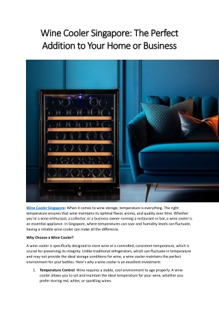 Wine Cooler Singapore The Perfect Addition to Your Home or Business