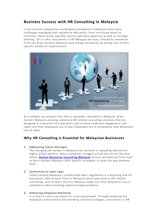 Business Success with HR Consulting in Malaysia