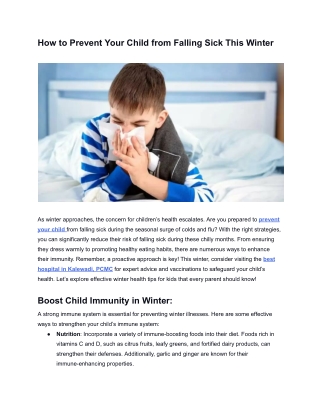 How to Prevent Your Child from Falling Sick This Winter