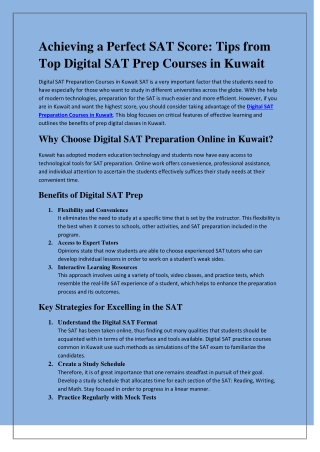 Digital SAT Preparation Courses in Kuwait