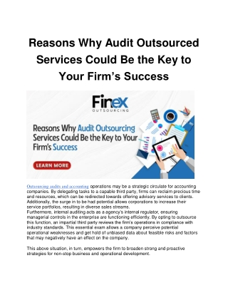 Reasons Why Audit Outsourced Services Could Be the Key to Your Firm’s Success