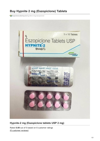 Buy Hypnite 2 mg (Eszopiclone) Tablets - buy zopiclone online UK