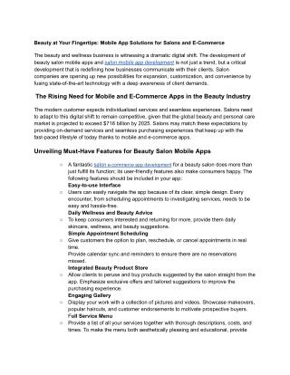 Beauty at Your Fingertips: Mobile App Solutions for Salons and E-Commerce