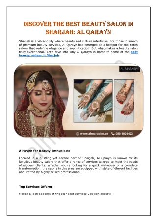 Discover the Best Beauty Salon in Sharjah: Al Qarayn