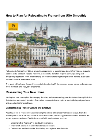 how to plan for relocating to france from