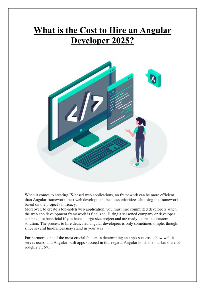 what is the cost to hire an angular developer 2025