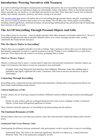.“The Art Of Storytelling Through Personal Objects And Gifts