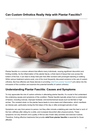 Can Custom Orthotics Really Help with PlantarFasciitis