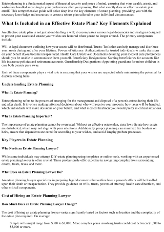 “What Is Included in an Effective Estate Plan? Key Elements Explained”