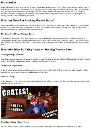 “Innovative Ideas for Using Nested or Stacking Wooden Boxes”