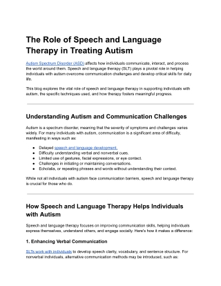 the role of speech and language therapy