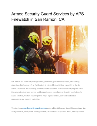 Armed Security Guard Services by APS Firewatch in San Ramon, CA