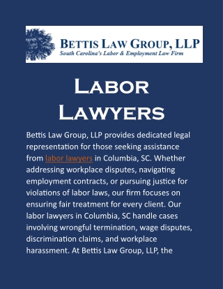 Labor Lawyers: Resolving Workplace Disputes Effectively in Columbia, SC