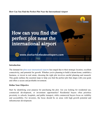 How Can You Find the Perfect Plot Near the International Airport