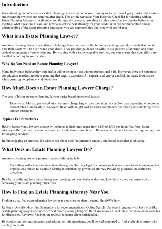 Your Essential Checklist for Meeting with an Estate Planning Attorney