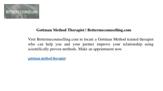 Gottman Method Therapist  Bettermecounselling.com