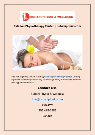 Caledon Physiotherapy Center Ruhaniphysio.com