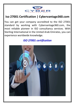 iso 27001 certification cybervantage360 com