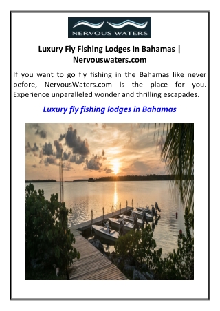 Luxury Fly Fishing Lodges In Bahamas | Nervouswaters.com