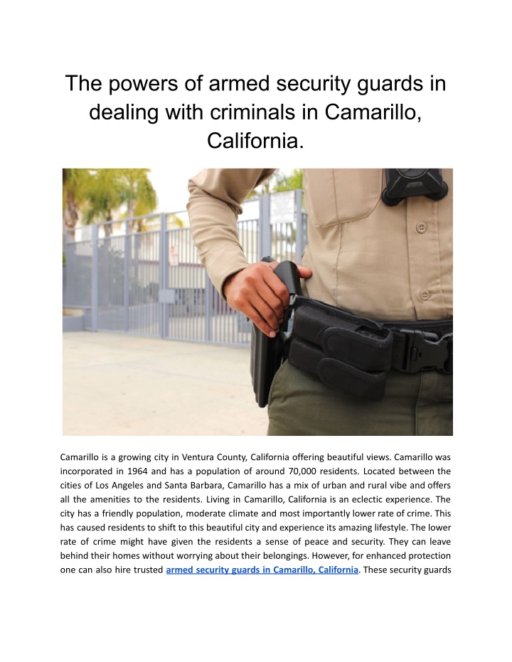 the powers of armed security guards in dealing