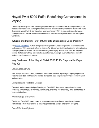hayati twist 5000 puffs redefining convenience