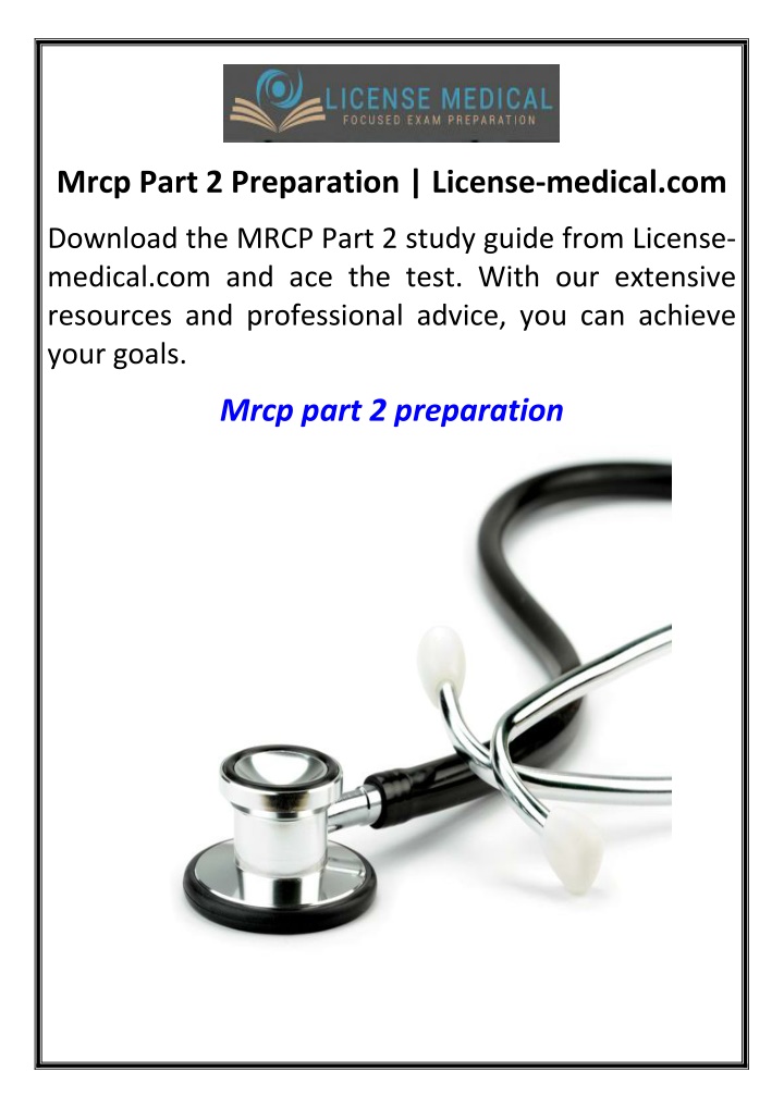 mrcp part 2 preparation license medical com