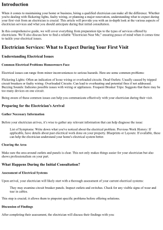 Electrician Services: What to Expect During Your First Visit