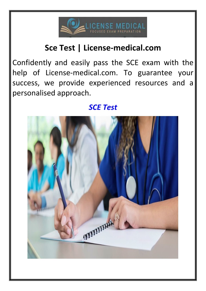 sce test license medical com