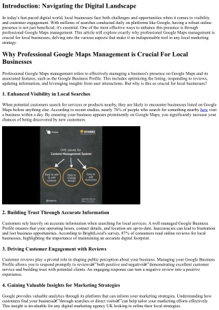 “Why Professional Google Maps Management is Crucial For Local Businesses.”