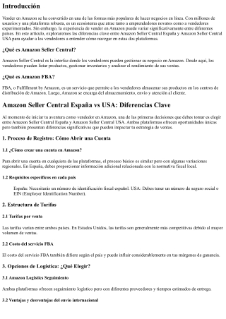 Amazon Seller Central España vs USA: Diferencias Clave