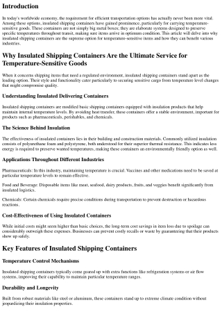 Why Insulated Shipping Containers Are the Ultimate Service for Temperature-Sensi
