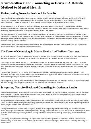 neurofeedback and counseling in denver a holistic