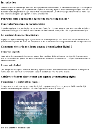 Comment choisir la meilleure agence de marketing digital ?