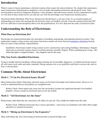 Electrician Myths Debunked: What Every Homeowner Should Know