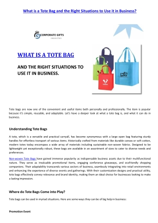 What is a Tote Bag and The Right Situations to Use it in Business