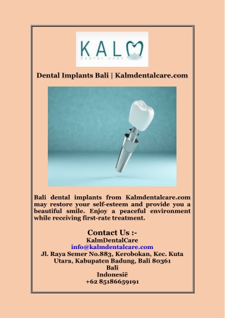 Dental Implants Bali | Kalmdentalcare.com