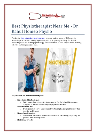 Comprehensive Care at the Best Physiotherapy Centres in Noida by Dr. Rahul Dixit