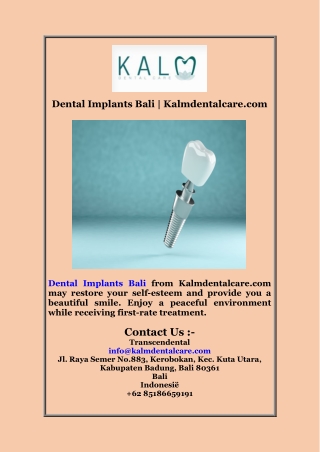 Dental Implants Bali Kalmdentalcare com