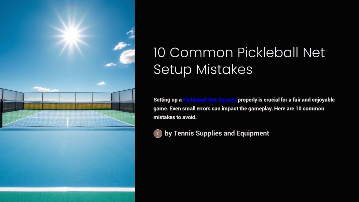 10 common pickleball net setup mistakes setting