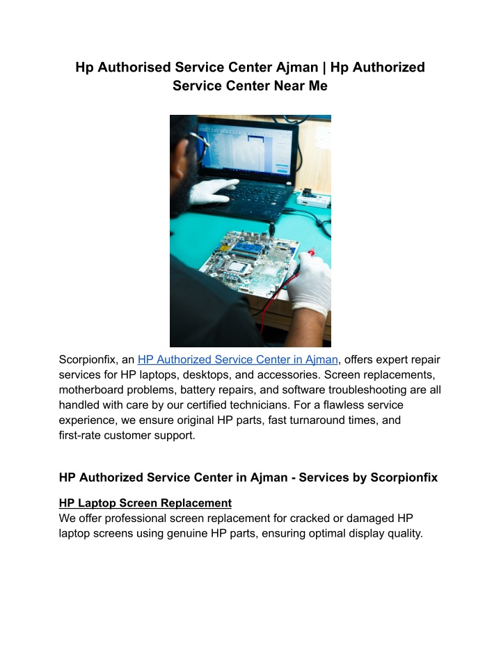 hp authorised service center ajman hp authorized