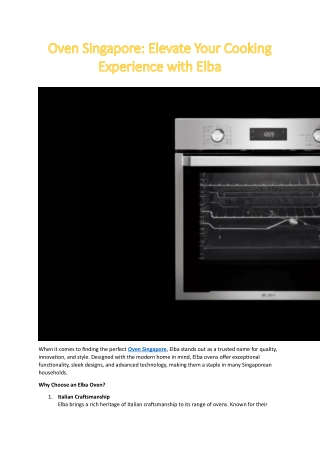 Oven Singapore Elevate Your Cooking Experience with Elba