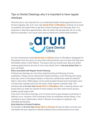 tips on dental cleanings why it is important