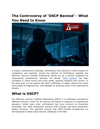 the controversy of oscp banned what you need