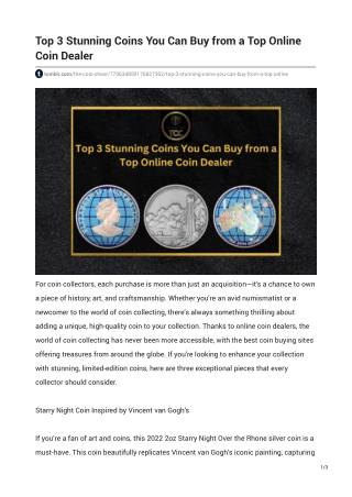 Explore the Top 3 Gorgeous Coins from a Trusted Online Coin Dealer