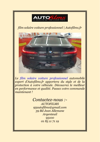 film solaire voiture professionnel | Autofilms.fr