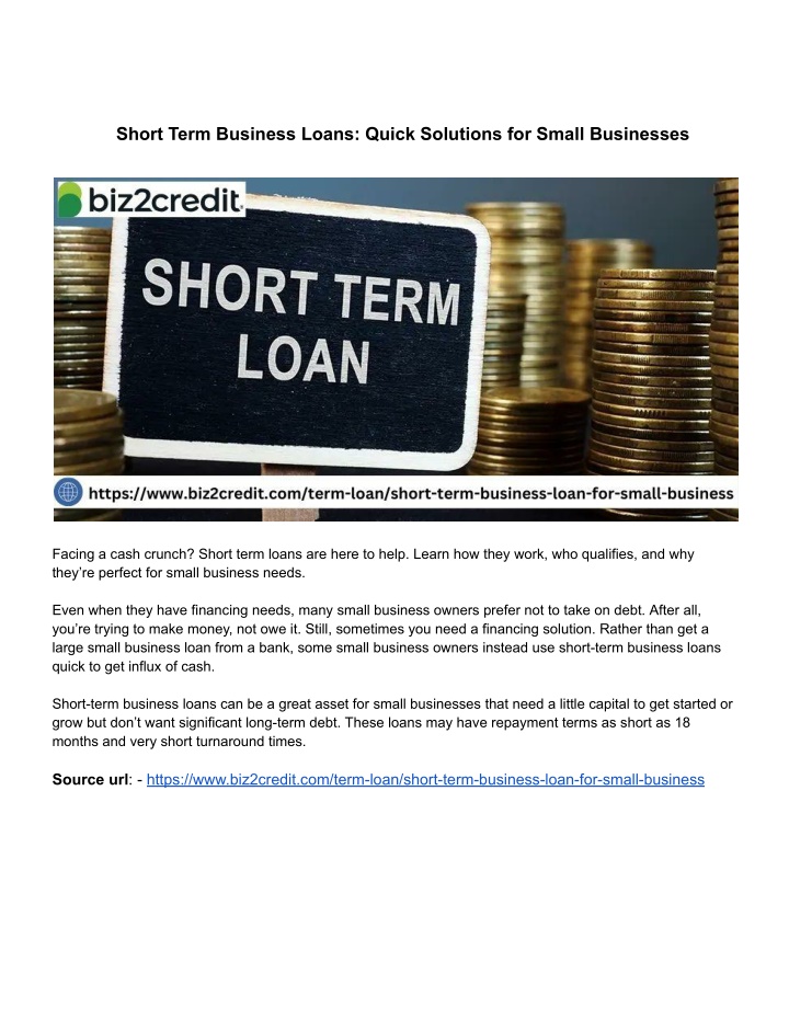 short term business loans quick solutions